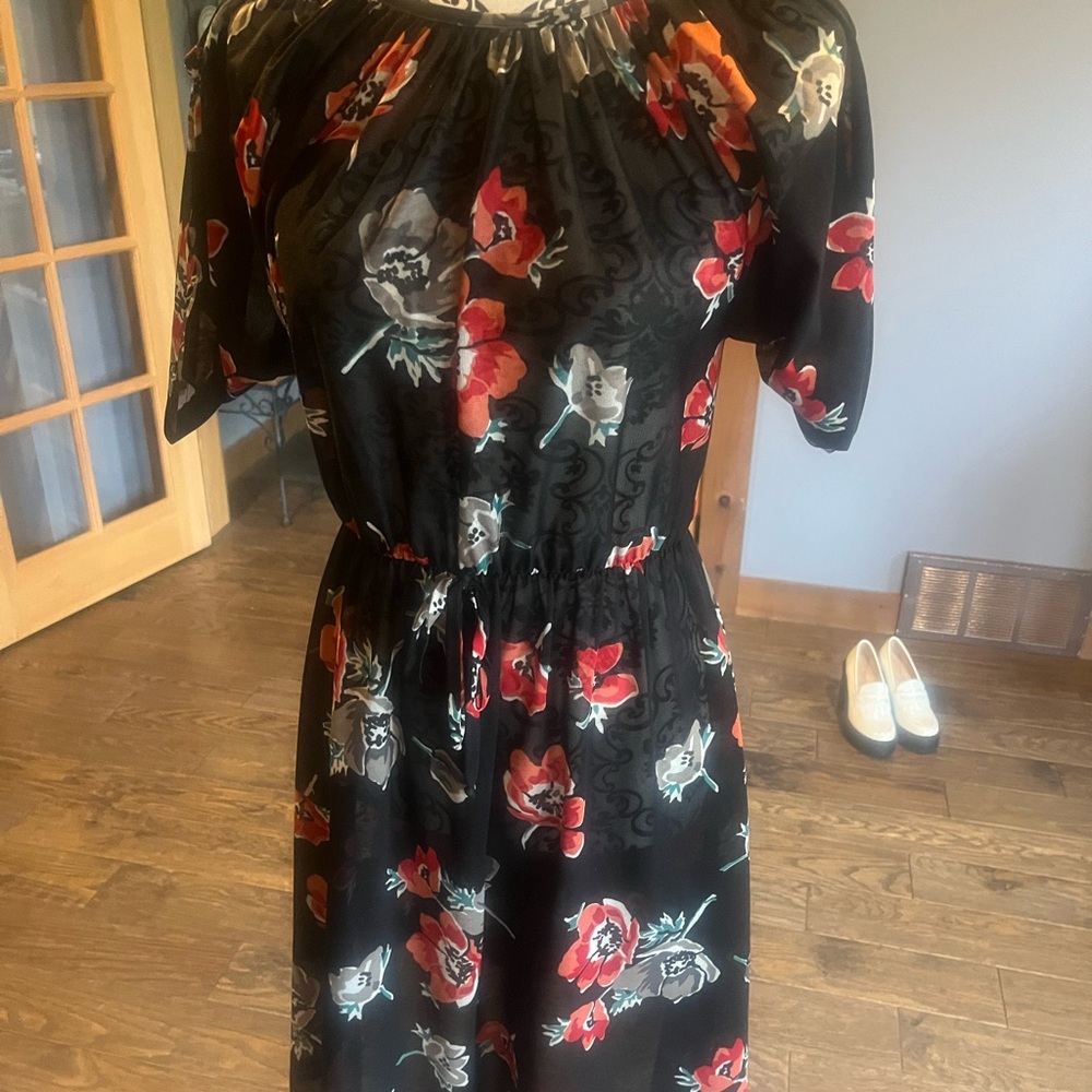 Red and Gray Flutter Sleeve Midi Sundress